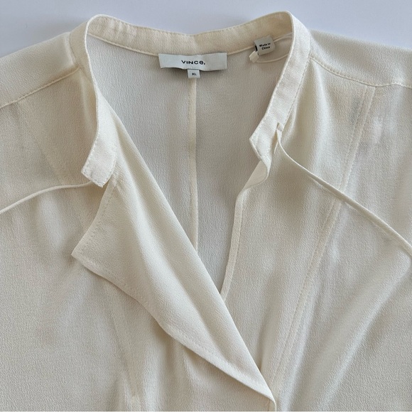 Vince Tie Neck Sleeveless 100% Silk Blouse in Off-White | XL | NWT - Picture 10 of 16
